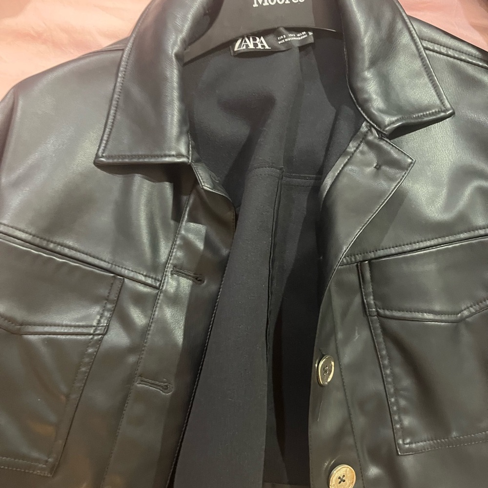 Zara women’s  Black Faux Leather Jacket